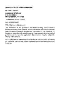 Thumbnail of document Manual - D1300 Thermocouple Input Modules